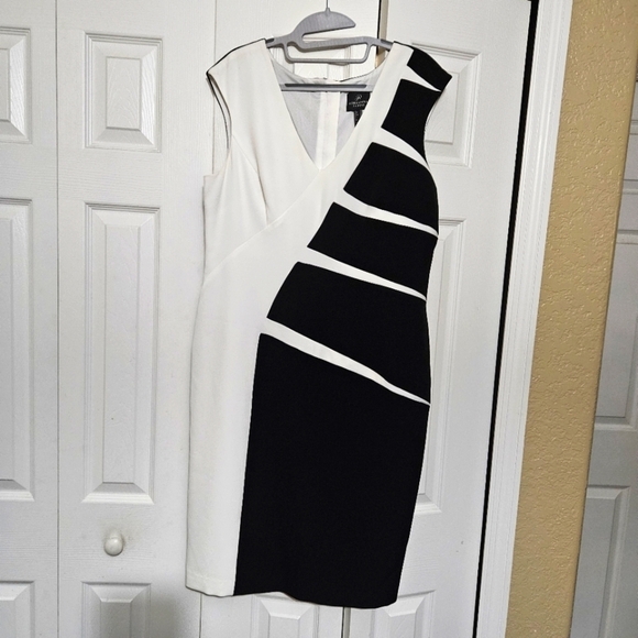 Adrianna Papell Black & White Sleeveless Dress Size 14 - Picture 1 of 11